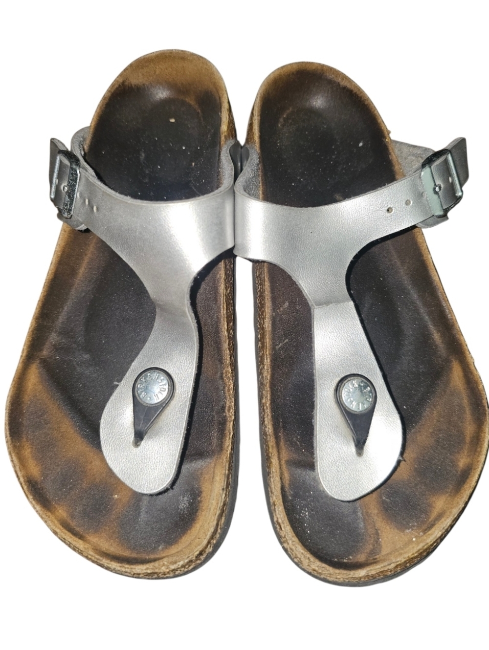 Birkenstock Silver Thong Sandal with Buckle